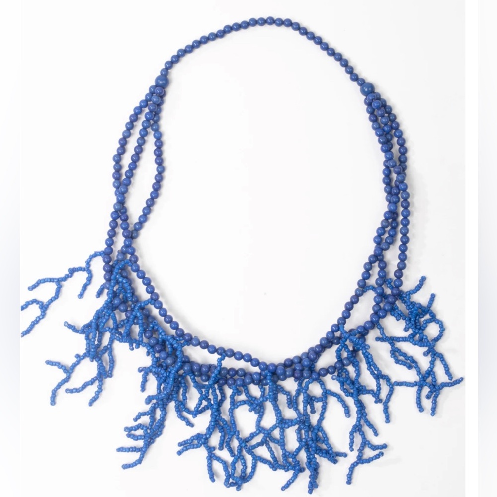 Blue Coral Beaded Necklace Nice France